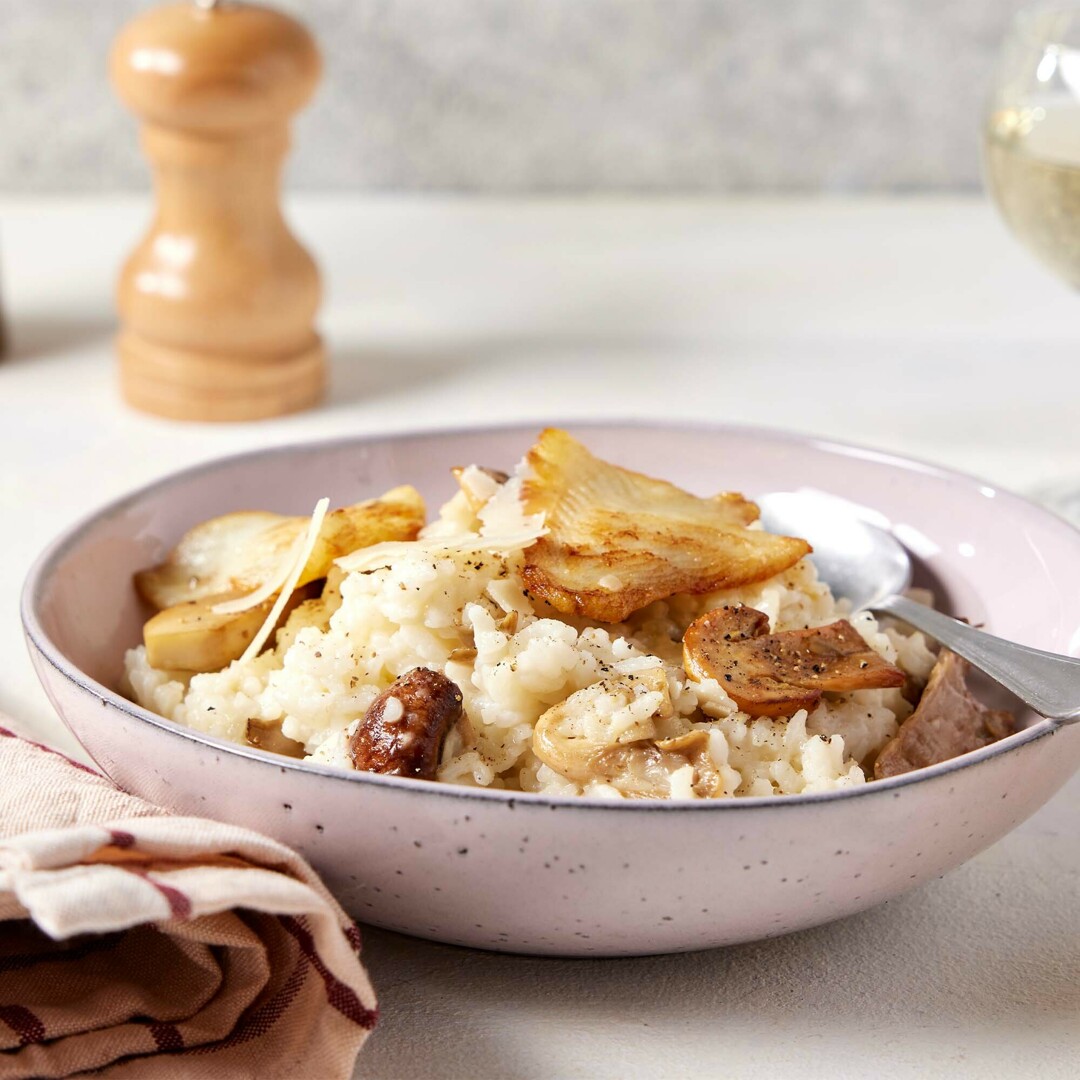 Recept: gegrilde tarbot met risotto en paddenstoelen.