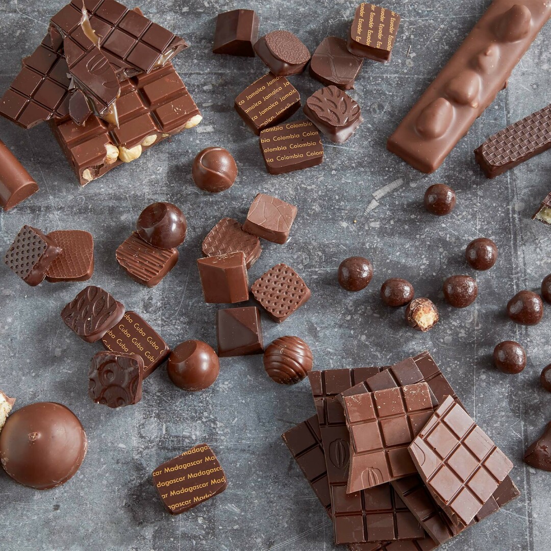 Assortiment chocolade van bij versmarkt CRU.