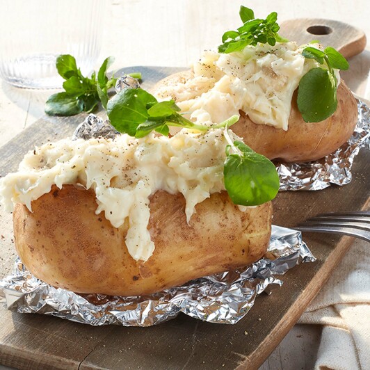 Traag gegaarde aardappel met gorgonzola