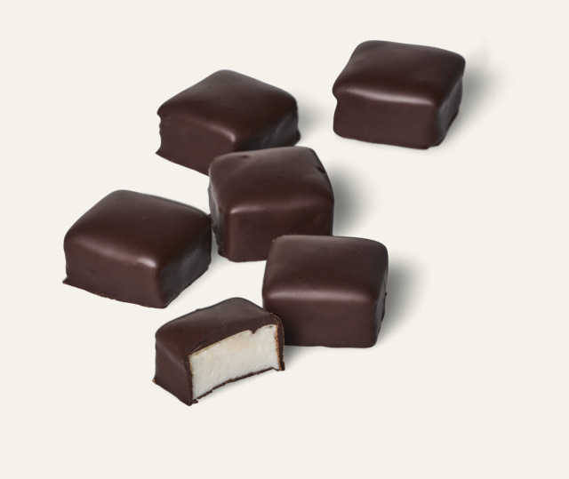Marshmallow cubes vanillesmaak in fondant chocolade 12st