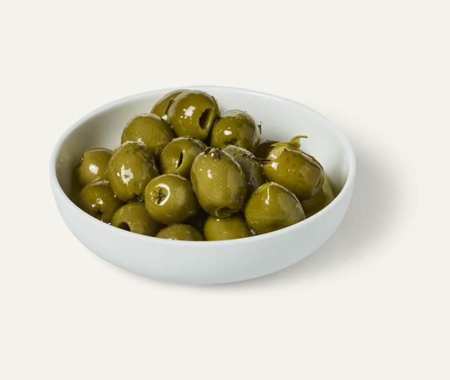 Olives vertes dénoyautées au citron et au thym