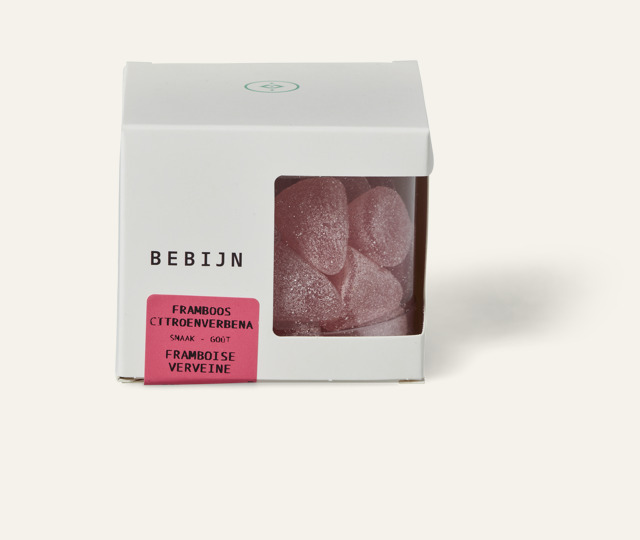 Framboos - citroenverbena Fibergommi Bebijn 200g