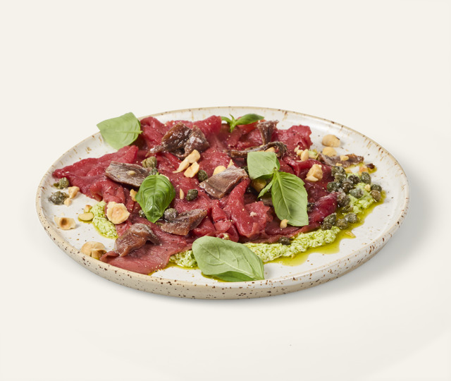 Carpaccio Runds pesto